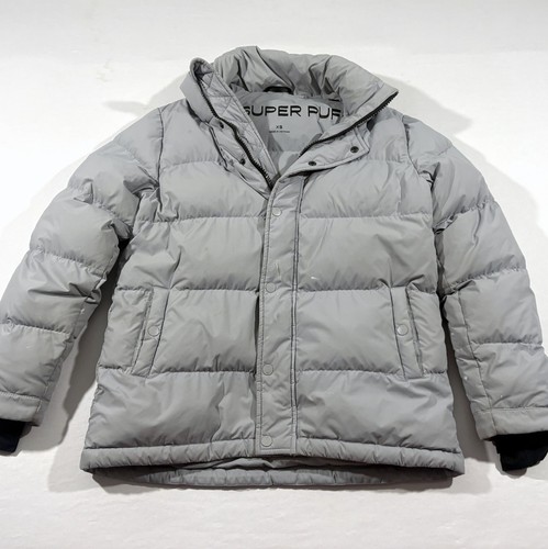 Aritzia TNA The Super Puff Gray Zip Hooded Goose Down 700 Jacket Coat Sz XS Flaw - Picture 2 of 23