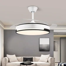 42" Smart Retractable Ceiling Fan Light with 3-Color Light & Remote, App Control