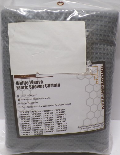 Barossa Design Waffle Weave Fabric Shower Curtain 71"W x 84"L - Picture 1 of 5
