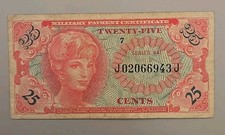 US 25 CENTS MILITARY PAYMENT CERTIFICATE Series 641
