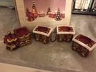VINTAGE CHRISTMAS CANDLE HOLDER - STEAM TRAIN AND CARRIAGES - CERAMIC - 1980S