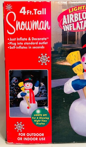 INFLATABLE 4-FT LIGHTED SNOWMAN - SELF INFLATES - 2004 GEMMY CHRISTMAS - NIB! - Foto 5 di 14