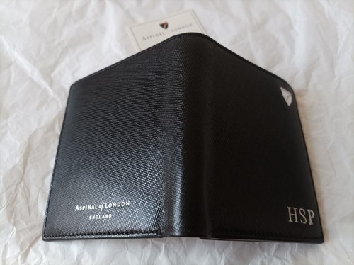 Aspinal ID & Coin RFID Geldbörse schwarz & braun Leder UVP 125£ NEUE INITIALEN "HSP" - Bild 3 von 5