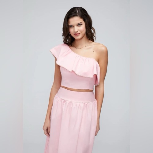 SET MAXI GONNA E CROP TOP WILDFOX DAVENAY BORDO CRISTALLO ROSA TAGLIA MEDIA NUOVO SENZA ETICHETTE - Foto 4 di 16