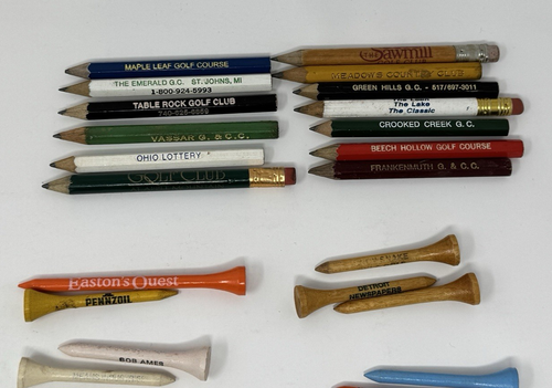 Golf Tees Ball Markers Divot Tool Lot Avertising Tuffy Wolverines Beer MSU Banks - Picture 22 of 24