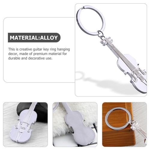 5 Pcs Guitar Keychain Child Musical Instrument Mini Metal Backpack Keychains - Picture 8 of 12