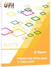 QYH Premium Printable Vinyl for Inkjet Printer-20 20 sheets, Matte White 