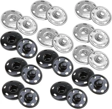 JOSDIOX Large Snaps for Sewing Big Sew on Snap Buttons Black, Silvery 