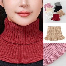 Women Turtleneck False Collar Stretch Ribbed Knit Dickey Scarf Mock Blouse Shirt