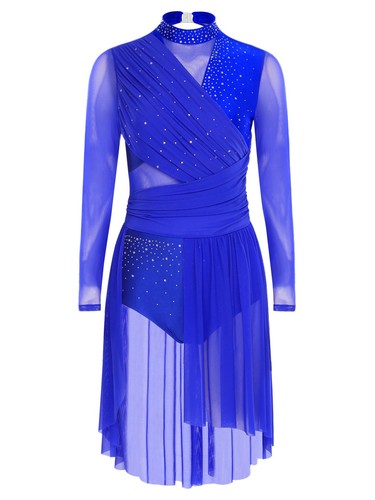 Women's Figure Skating Dress Glitter Slit Skirt Roller Skate Lyrical Dress Dance - Bild 8 von 112