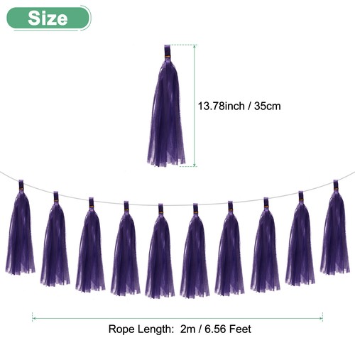 20-Pack Tassel Garland Banner with Rope Tissue Paper for Craft Dark Purple - Picture 3 of 6