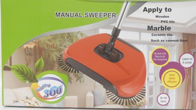 Easy Push Manual Spinning Floor Sweeper Rotates 360 Degrees Gets all The Corners