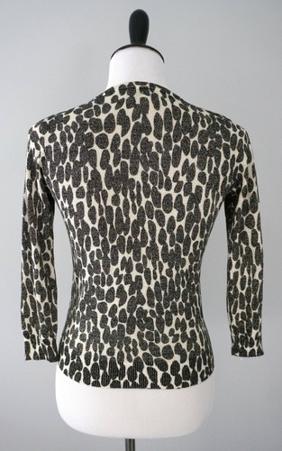 JOSEPH A Multicolor Leopard Cat Print Metallic Fitted Cardigan Sweater Size SP - Picture 4 of 6