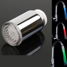 LED Light Faucet Glow w Water Flow  Temp Sensor 3 Color for Kitchen  Bathroom