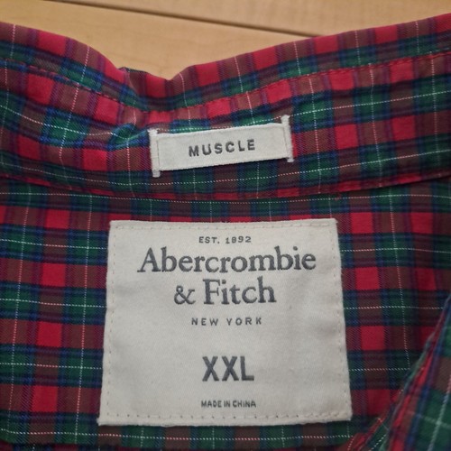 Abercrombie & Fitch Muscle Button Down Hemd Herren Größe XXL Rot Grün Muscle Fit - Bild 14 von 17