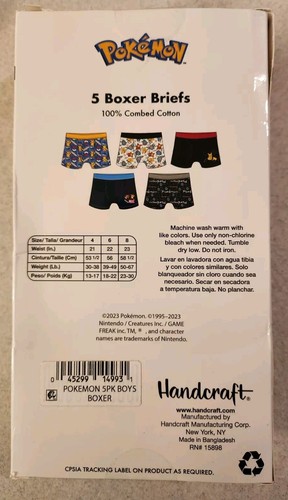 Pokemon Boys SIZE 4 Boxer Briefs 5-Pack Cotton #10724 - Picture 4 of 5