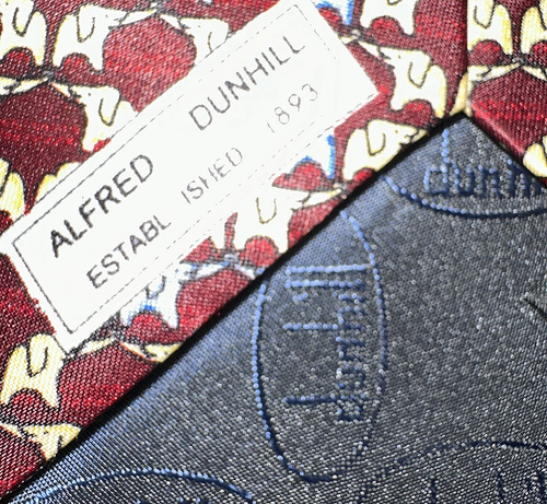Alfred Dunhill Red Elephant Vintage Classic 100% Silk Tie Couture - Picture 4 of 7