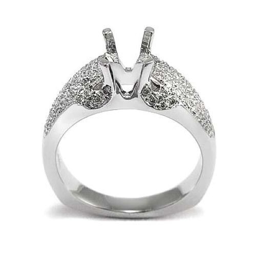 PAVE DIAMANT RING FASSUNG HALBFASSUNG 14K WEISSGOLD #R886 - Bild 3 von 4
