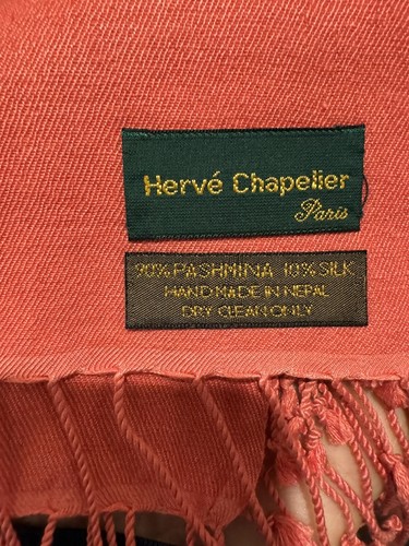 HERVE CHAPELIER PARIS CASHMERE/PASHMINA SCARF-CORAL PINK-MINT CONDITION! - Picture 2 of 4