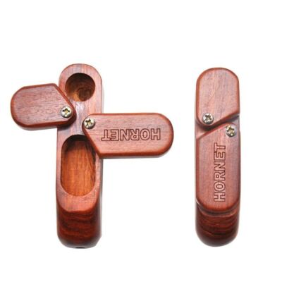 2 PCS Portable Double Rotating Wooden Pipe with Tobacco Organizer Rotates 180°