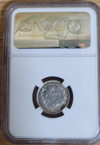 1890H ** very hard to find ** Mombasa 1/4 rupee silver coin rare kenya NGC MS63 - Picture 2 of 4