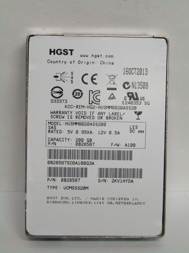 Hitachi 2.5" 200GB 6Gbps SLC SAS SSD Solid State Drive HUSMM8020ASS200 0B28587 - Picture 1 of 2