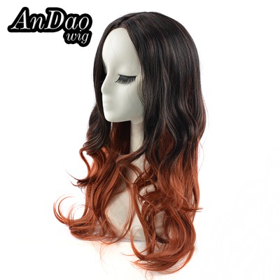 Women Long Ombre Black Golden Blonde Natural Hair Full Wigs A Wig