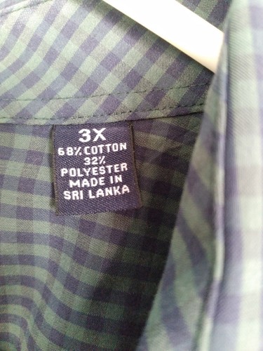 ROUNDTREE & YORKE Camicia SMART da viaggio blu verde a quadri grande alta 3X - Foto 9 di 9