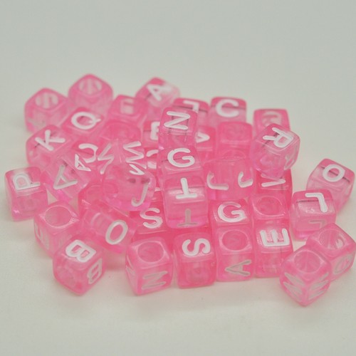 100 x 6mm Mixed Letter Alphabet Pony Bead Multi Transparent Baby Pink Blue Clip - Picture 3 of 4
