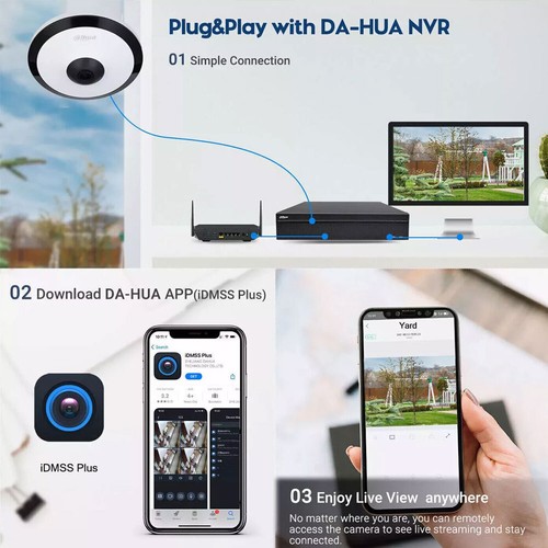 Dahua IPC-EW5541-AS 5MP AI WizMind Fisheye Starlight Mic IVS POE IR IP Camera - Picture 4 of 20