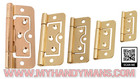 Brass Flush Door Hinges for Cabinet, Cupboard, Toy Box, & Inset Doors 