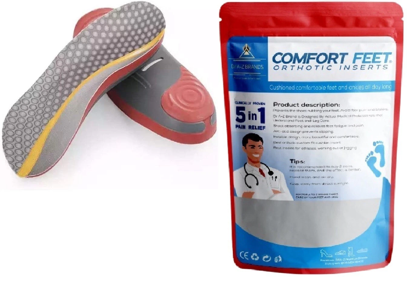 Dr. A-Z Shoe Insoles Custom Fit Orthotic Inserts Fits CF430 CF320 CF440- 1 Pair
