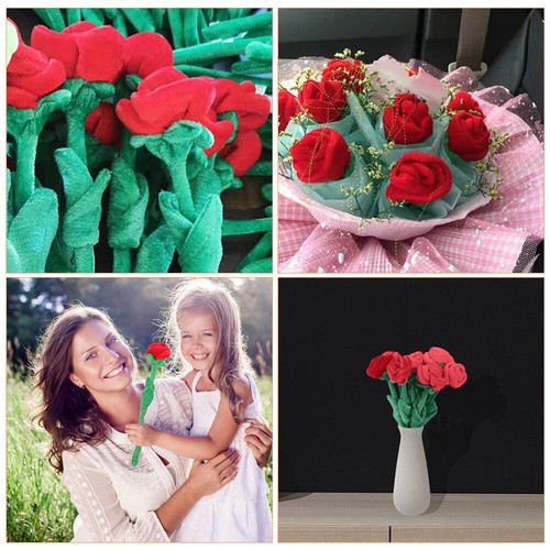 6 Pcs Plush Rose Toddler Bendable Flowers Supple Decor with Stems - Zdjęcie 4 z 12