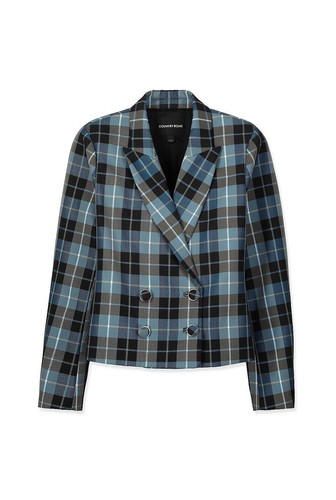 BNWT Country Road Checked Suit Blazer And Skirt - Blue - Size 14 - Picture 3 of 5