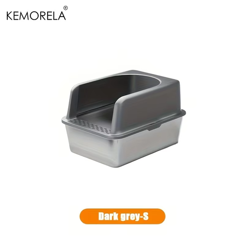 Semi-closed Stainless Steel Cat Litter Box with High Sided - Picture 19 of 24