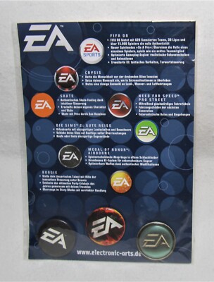 EA Electronic Arts 3 Pins Anstecknadeln Button Promo Videospiele Games - NEU