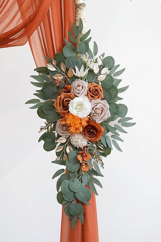 Burnt Orange Artificial Wedding Arch Flowers Kit (Pack of 3) with 26Ft Terrac... - Picture 8 of 9