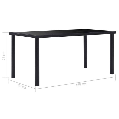 NNEVL Dining Table Black 160x80x75 cm Tempered Glass - Picture 5 of 5