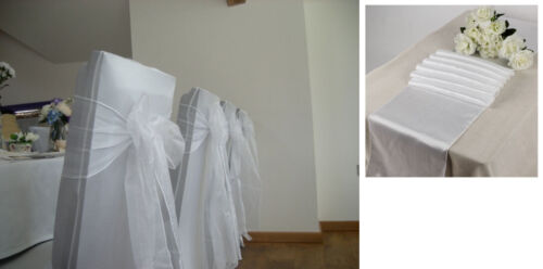 Organza Stuhl Flügel Schleife + Satin Tischläufer Hochzeit Party Dekoration - KOSTENLOSER VERSAND - Bild 32 von 34