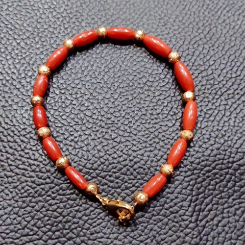 Pulsera de coral rojo coral italiano pulsera de cuentas coral natural joyería... - Imagen 7 de 8
