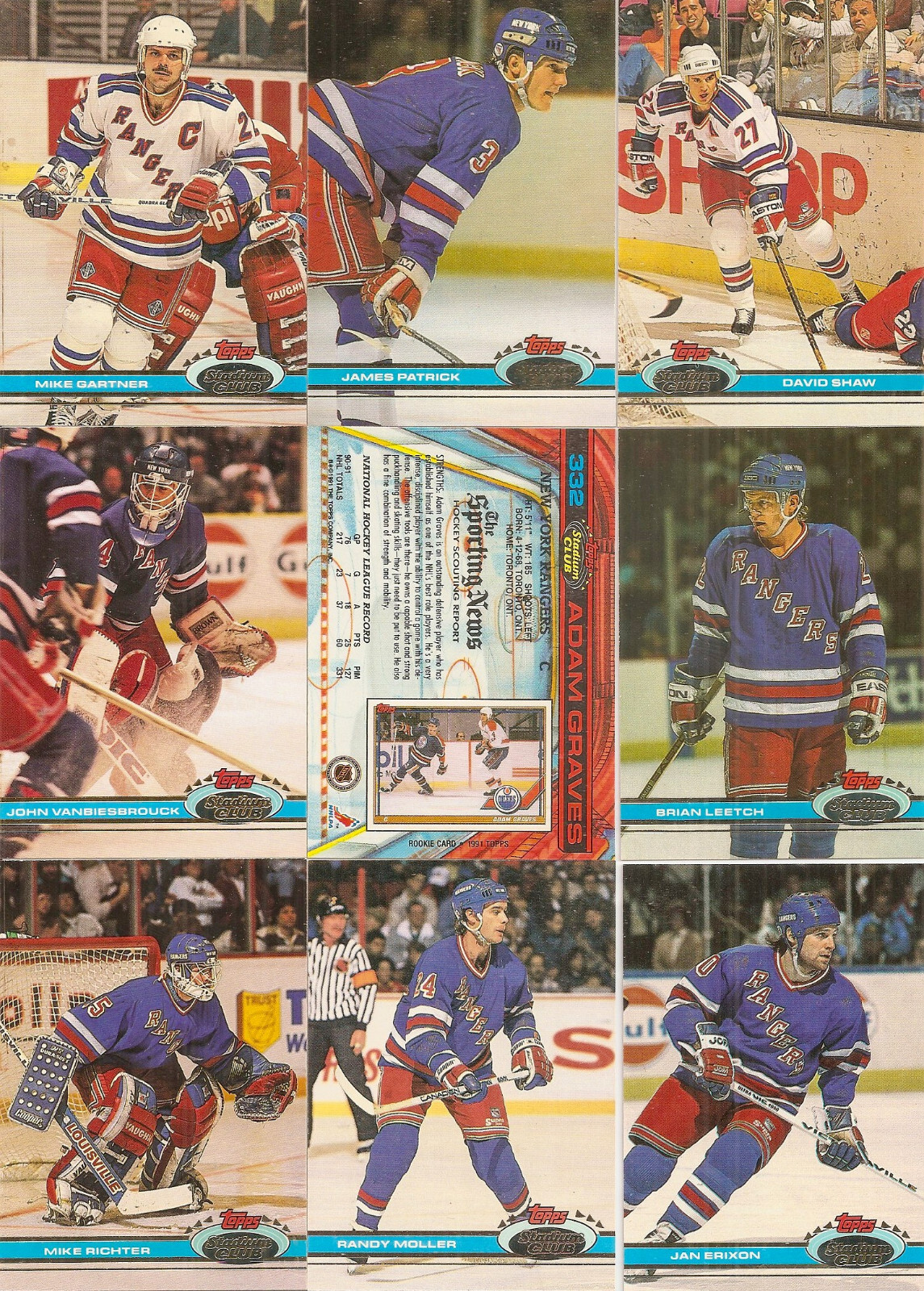 1991-92 Topps Stadium Club New York Rangers Complete Team Set (20)