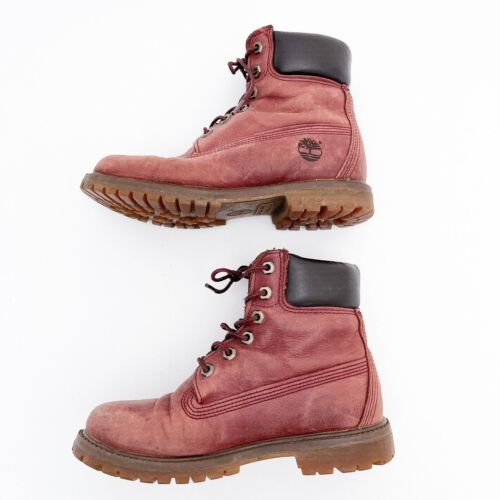 Timberland Primaloft 200g Lace Up Burgundy Leather Boots Size US 6 W Vintage - Picture 4 of 22