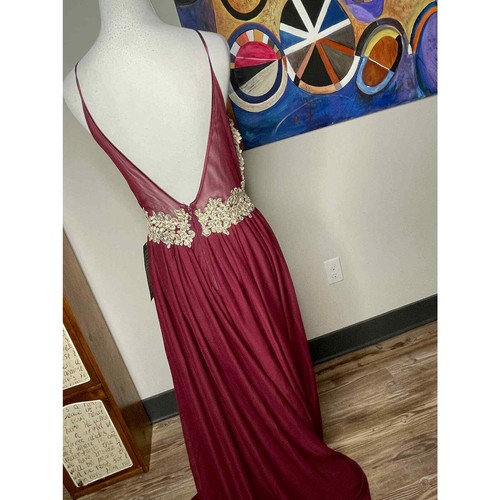 Gold Burgandy Prom Dress My Michelle Special Occasion Evening Gown Rhinestone 5 - Picture 7 of 12