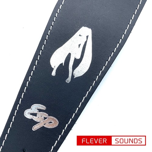 Correa de guitarra de cuero modelo Miku Hatsune ESP ES-S-70 negra productos genuinos - Imagen 6 de 8