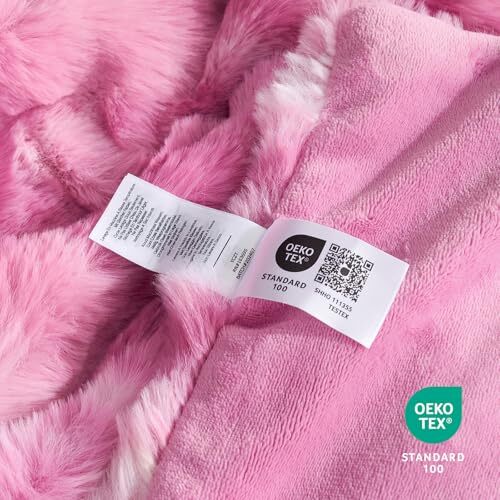 Faux Fur Throw Blanket for Couch, Fuzzy Soft Throw(50" x 60") Tie-dye Pink - Picture 7 of 7