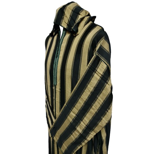 Miscela cotone con cappuccio da uomo verde scuro beige marocchino manica lunga misto cotone Thobe Jubba D... - Foto 2 di 4