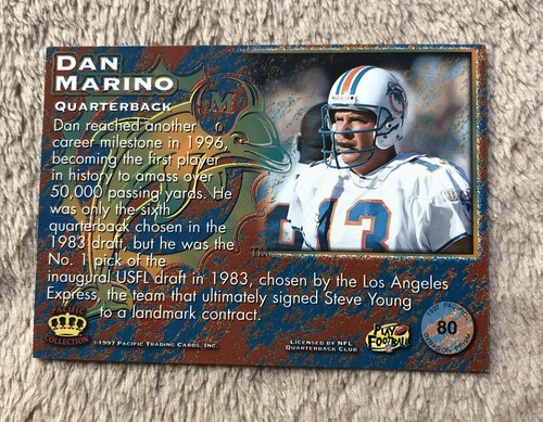 *1997 Pacific Dynagon Prism Red #80 Dan Marino !!! - Picture 2 of 2