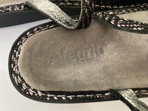 Alegria Damen Riemen Clog Schuh glänzend Glitzer schwarz silber metallic Gr. 41, US 8-9 - Bild 5 von 7