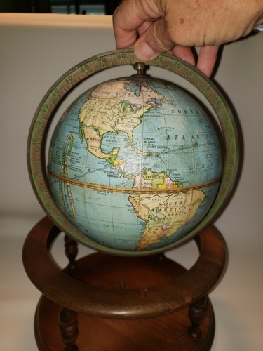 1920's Peerless 6" Terrestrial Globe By Weber Costello Co Chicago Heights, IL - Picture 5 of 18