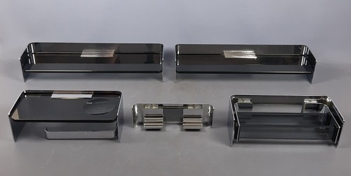 Veca Design Bathroom Set Smoke Glass Chrome Mid-Century 70s - Picture 2 of 24